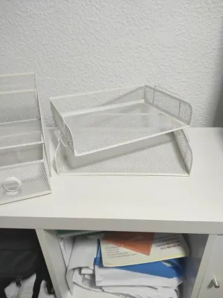 Organizador de escritorio metálico blanco