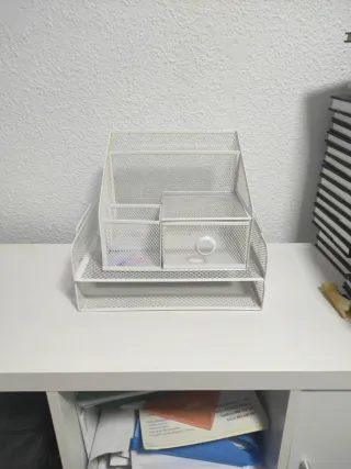 Organizador de escritorio metálico blanco