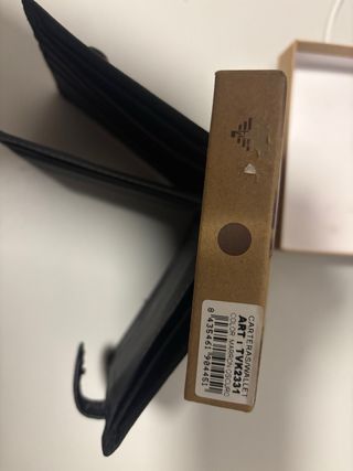 Cartera de Piel Genuina Marrón y Negra