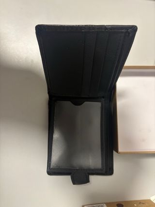 Cartera de Piel Genuina Marrón y Negra