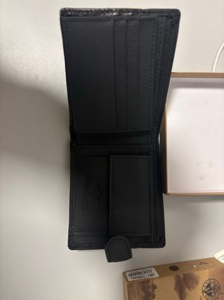 Cartera de Piel Genuina Marrón y Negra