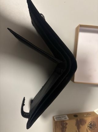 Cartera de Piel Genuina Marrón y Negra