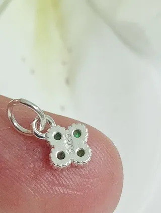 Mini colgante plata circonitas esmeralda 6x6mm