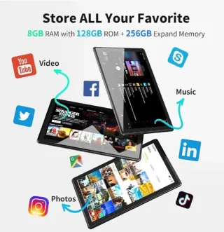 Tablet Android- 10,1 pulgadas 8GB+128GB Negra