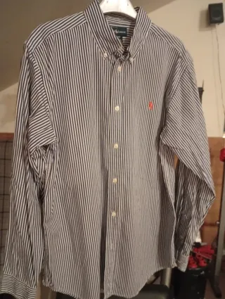 Camicia Ralph Lauren a righe blu e bianca XL