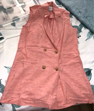 Chaleco rosa de lino
