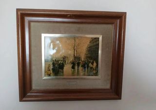 Cuadro antiguo París escena callejera