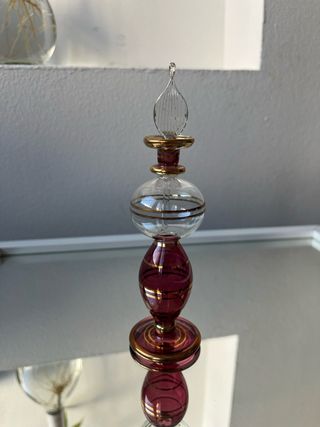 Perfumero vintage cristal soplado dorado