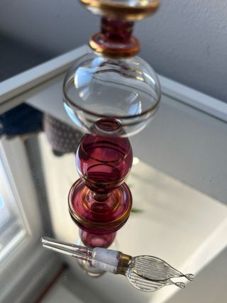 Perfumero vintage cristal soplado dorado