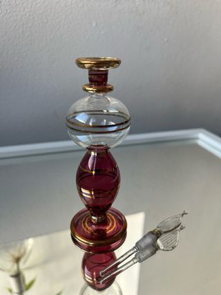 Perfumero vintage cristal soplado dorado