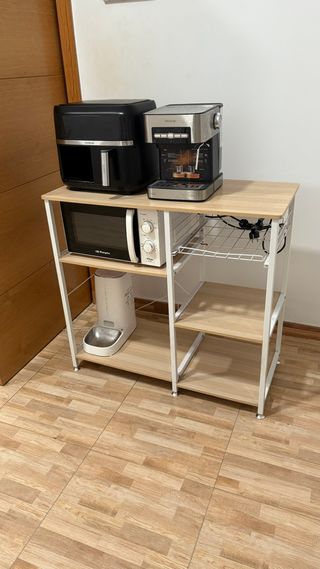 Estantería de Cocina con Estantes y Cesta Metálica