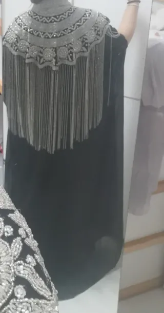 Abaya Dubai Caftano Nero Argento