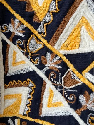 Chaqueta Zara Bordada Azul Amarillo abalorio