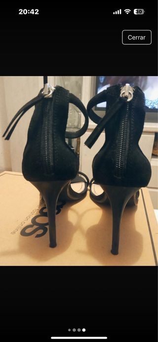 Sandalias Bershka Tacón Fino Talla 37 Negras