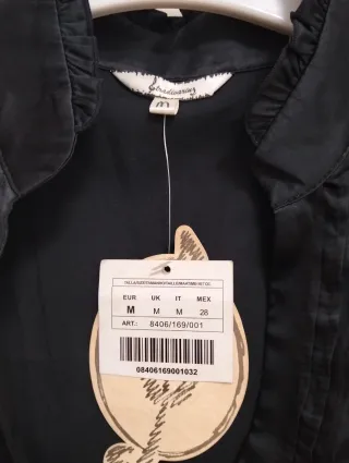 Blusa Negra Satinada Mujer Talla M