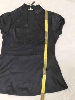 Blusa Negra Satinada Mujer Talla M
