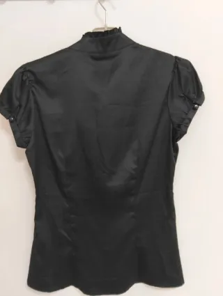 Blusa Negra Satinada Mujer Talla M