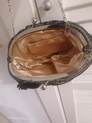 Bolso de fiesta Menbur beige y negro