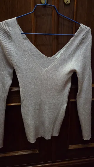 Jersey Mango Talla Única Hilo Plateado