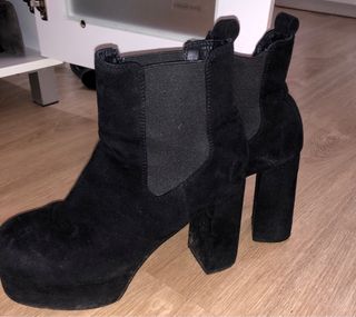 Botines negros y beige de tacón plataforma