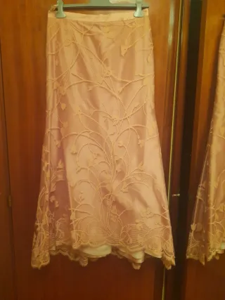 Elegante traje de fiesta 3 piezas rosa palo