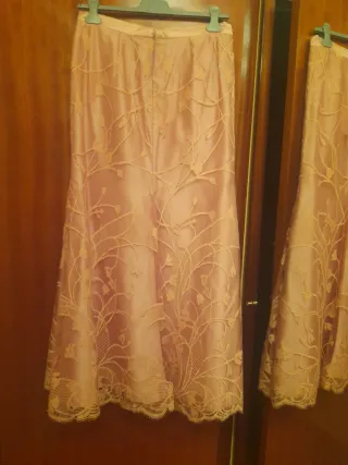 Elegante traje de fiesta 3 piezas rosa palo