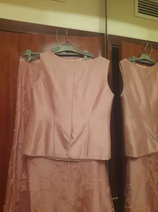 Elegante traje de fiesta 3 piezas rosa palo