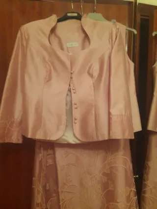 Elegante traje de fiesta 3 piezas rosa palo