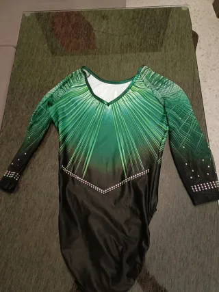 Maillot Gimnasia Niña Talla 42 Verde/Negro