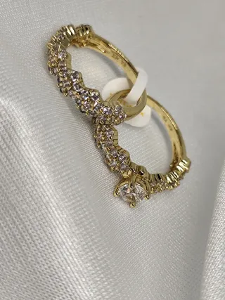 Anillo doble Oro 14k Laminado con Circonitas