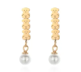 Pendientes Tous Oso Perla Dorados