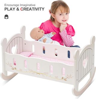 CUNA DE MADERA PARA MUÑECAS DE HASTA 46 cm