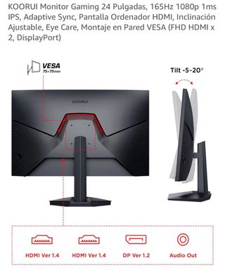 Monitor Gaming KOORUI 24 165Hz 1080p