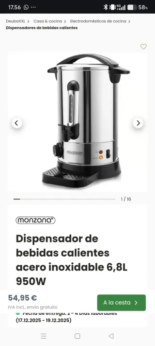 Dispensador Bebidas Calientes Monzana