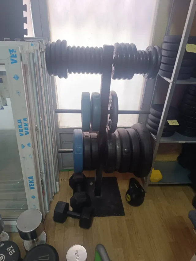 Mancuernas y discos de gimnasio