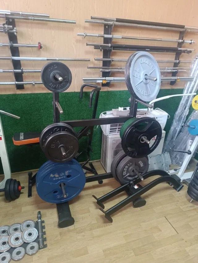 Mancuernas y discos de gimnasio