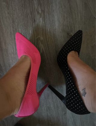 Lote botines y tacones negros y rosas