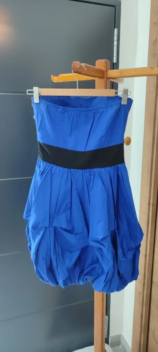 Vestido palabra de honor azul