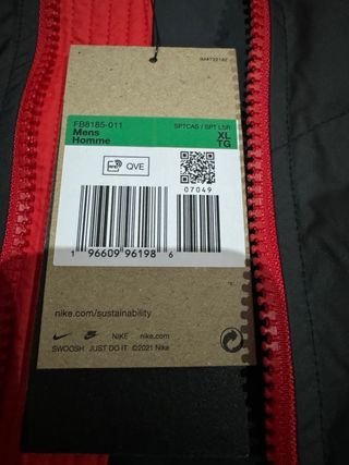 Chaqueta Nike Hombre Negra y Roja