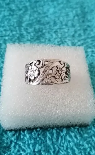 Anillo Plata Diseño Floral Calado