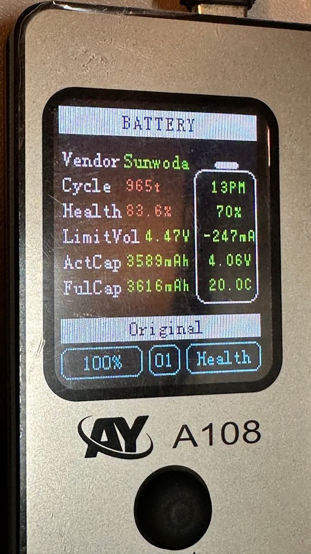 Batteria iPhone 14 Plus - 83%. Originale Apple 