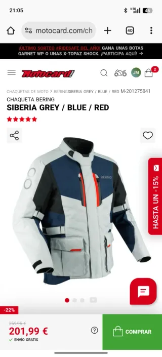 Chaqueta Moto Bering Siberia Grey/Blue/Red