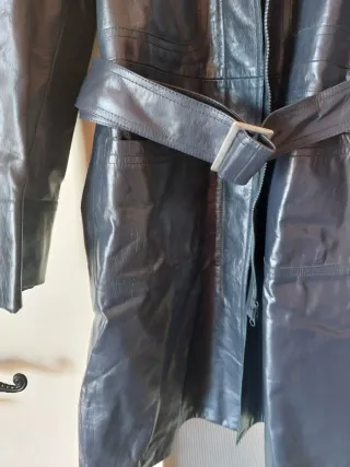 Cappotto Vera Pelle Made in Italy Blu