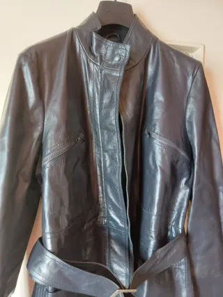 Cappotto Vera Pelle Made in Italy Blu