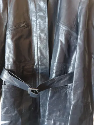 Cappotto Vera Pelle Made in Italy Blu