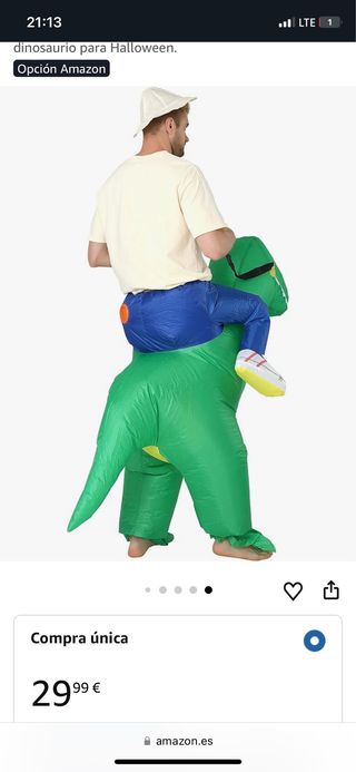 Disfraz inflable dinosaurio Halloween