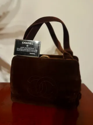 Borsa Chanel Vintage Marrone Velluto