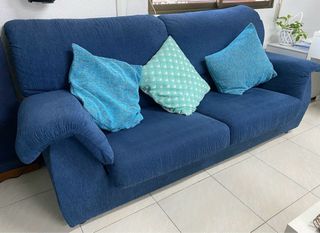 Sofá 2 plazas azul tela