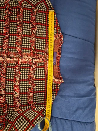 Blazer donna a quadri con frange