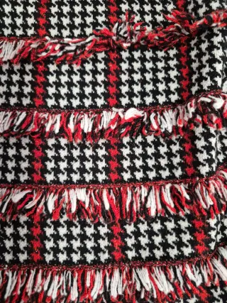 Blazer donna a quadri con frange